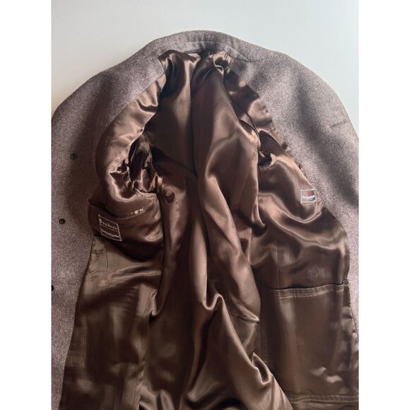 Vintage Men's SAMUELSOHN Taupe Brown 100% Wool Overcoat Coat Jacket, Size 38R - Picture 11 of 16